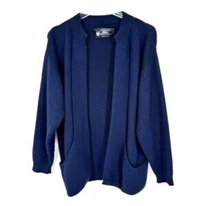 Alpaca Sweater Cardigan Artesania Del Inka Navy Blue Medium